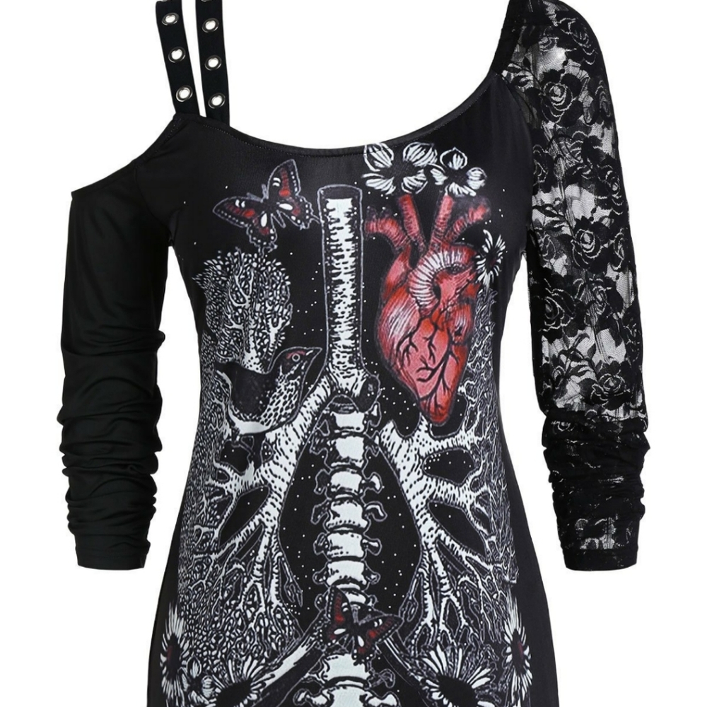 Plus Size Great In Time For Halloween. Goth off the shoulder top.